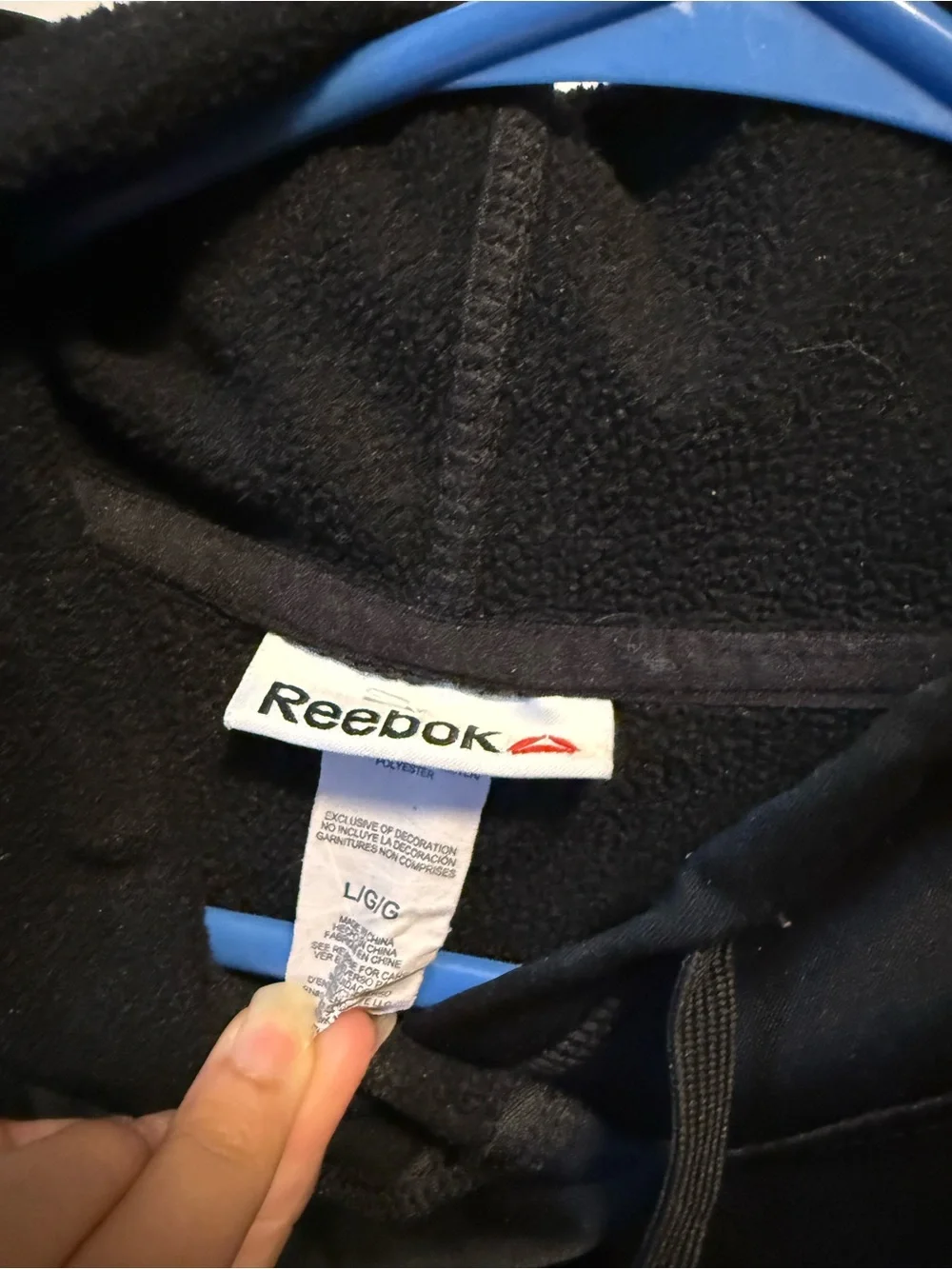 Reebok Black Hoodie with Small Red Logo